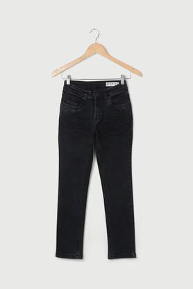 solid denim regular fit boys jeans - charcoal