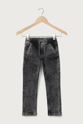 solid denim regular fit boys jeans - charcoal