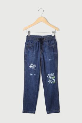 solid denim regular fit boys jeans - indigo