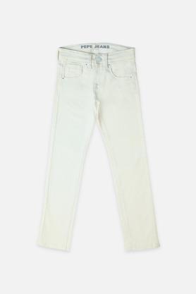 solid denim regular fit boys jeans - white