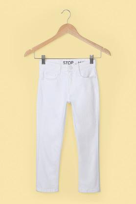solid denim regular fit boys jeans - white