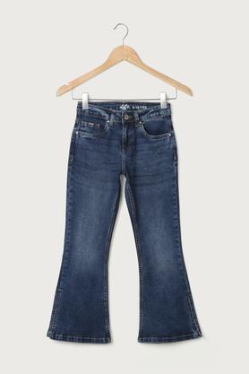 solid denim regular fit girls jeans - indigo