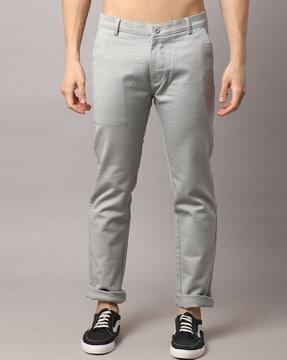 solid flat front trousers
