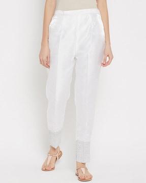 solid flat front trousers