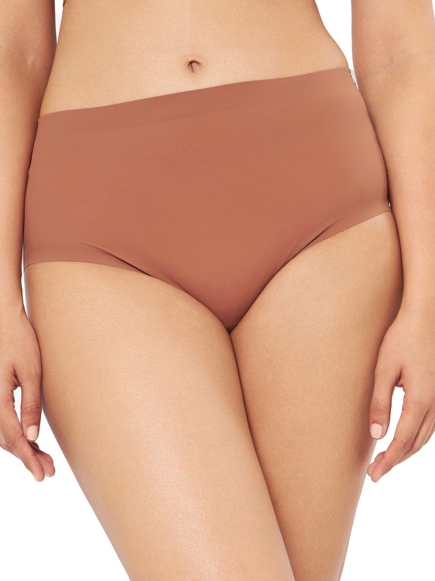 solid full coverage high rise full brief panty - brown
