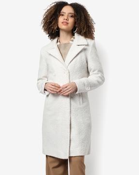 solid full sleeve long coat with button closure