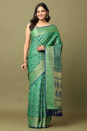 solid georgette festive wear women's saree - teal