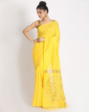 solid handloom saree with tassel