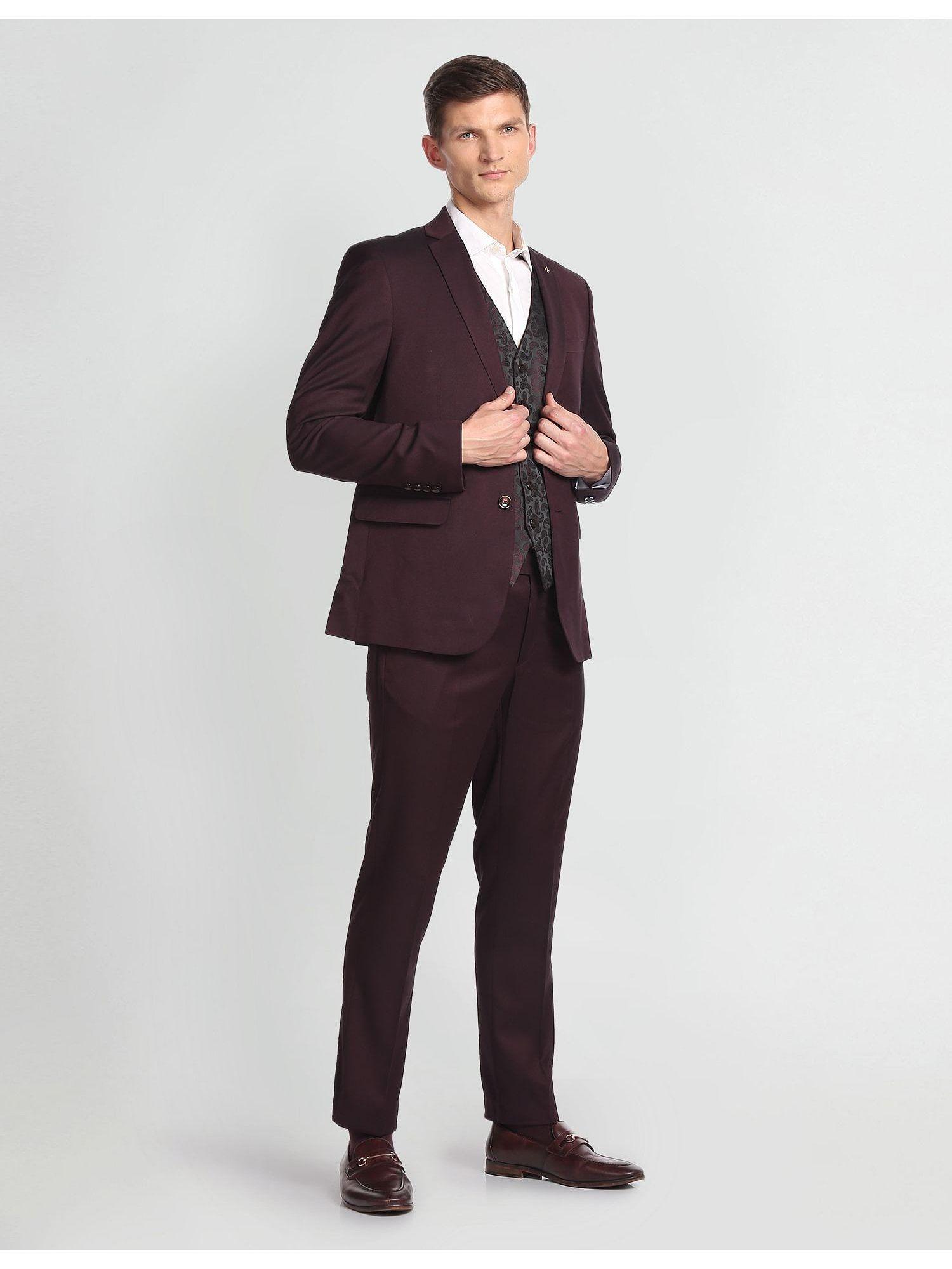 solid hudson tailored fit three piece suit (set of 3)
