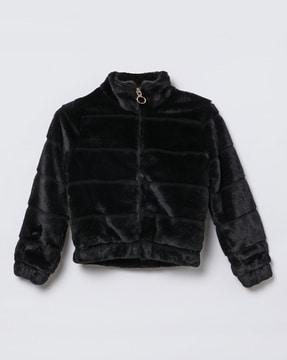 solid jacket with zip-front closure