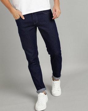 solid jeans with roll-up hem
