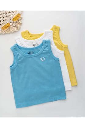 solid jersey round neck boys vest - yellow