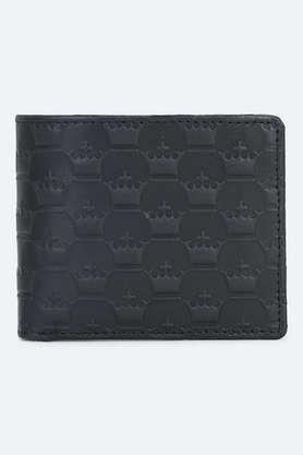solid leather men formal two fold wallet - black