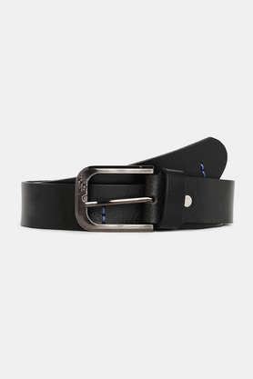 solid leather men's casual single side belt - black
