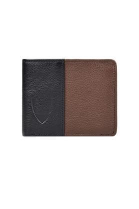 solid leather mens casual bi fold wallet - black