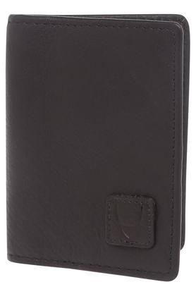 solid leather mens casual bi fold wallet - mid blue