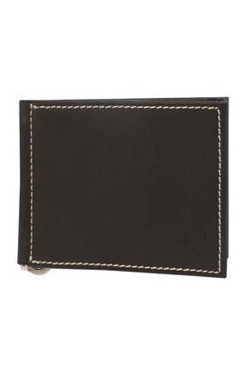 solid leather mens casual vertical wallet and card holder - black