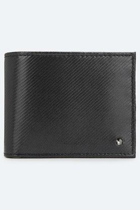 solid leather mens formal two fold wallet - black