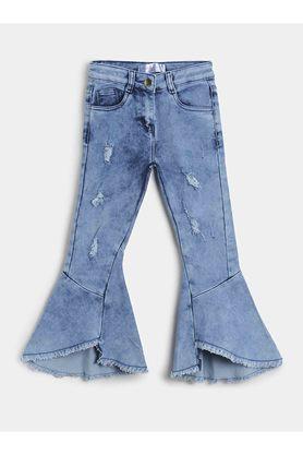 solid lycra slim fit girls jeans - blue