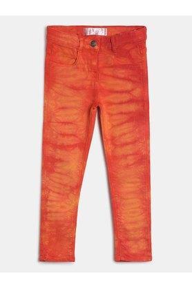 solid lycra slim fit girls trousers - orange