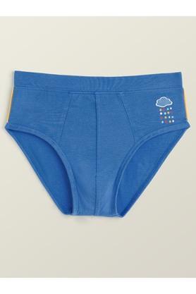 solid modal relaxed fit boys briefs - blue