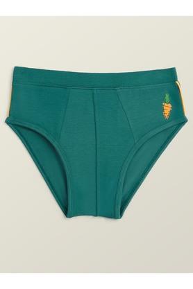 solid modal relaxed fit boys briefs - dark green