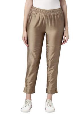 solid modal tapered fit women's pants - gold
