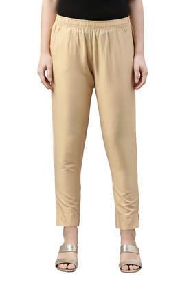 solid modal tapered fit women's pants - mattgold