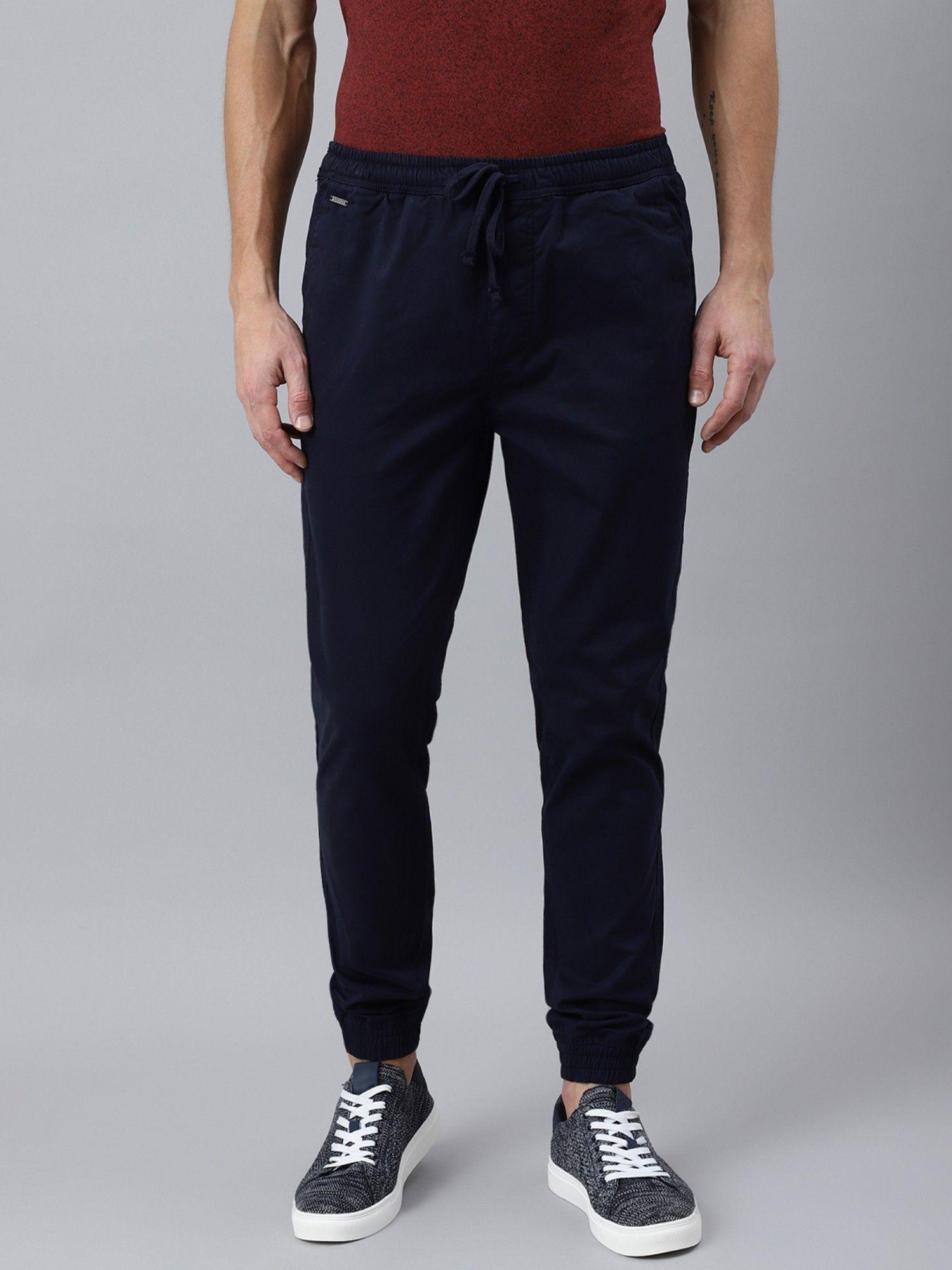 solid navy blue joggers