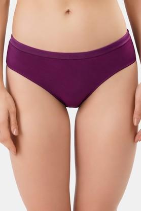 solid nylon low rise women's bikini panty - purple