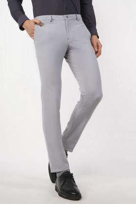 solid nylon super slim fit men's formal trousers - ltgrey