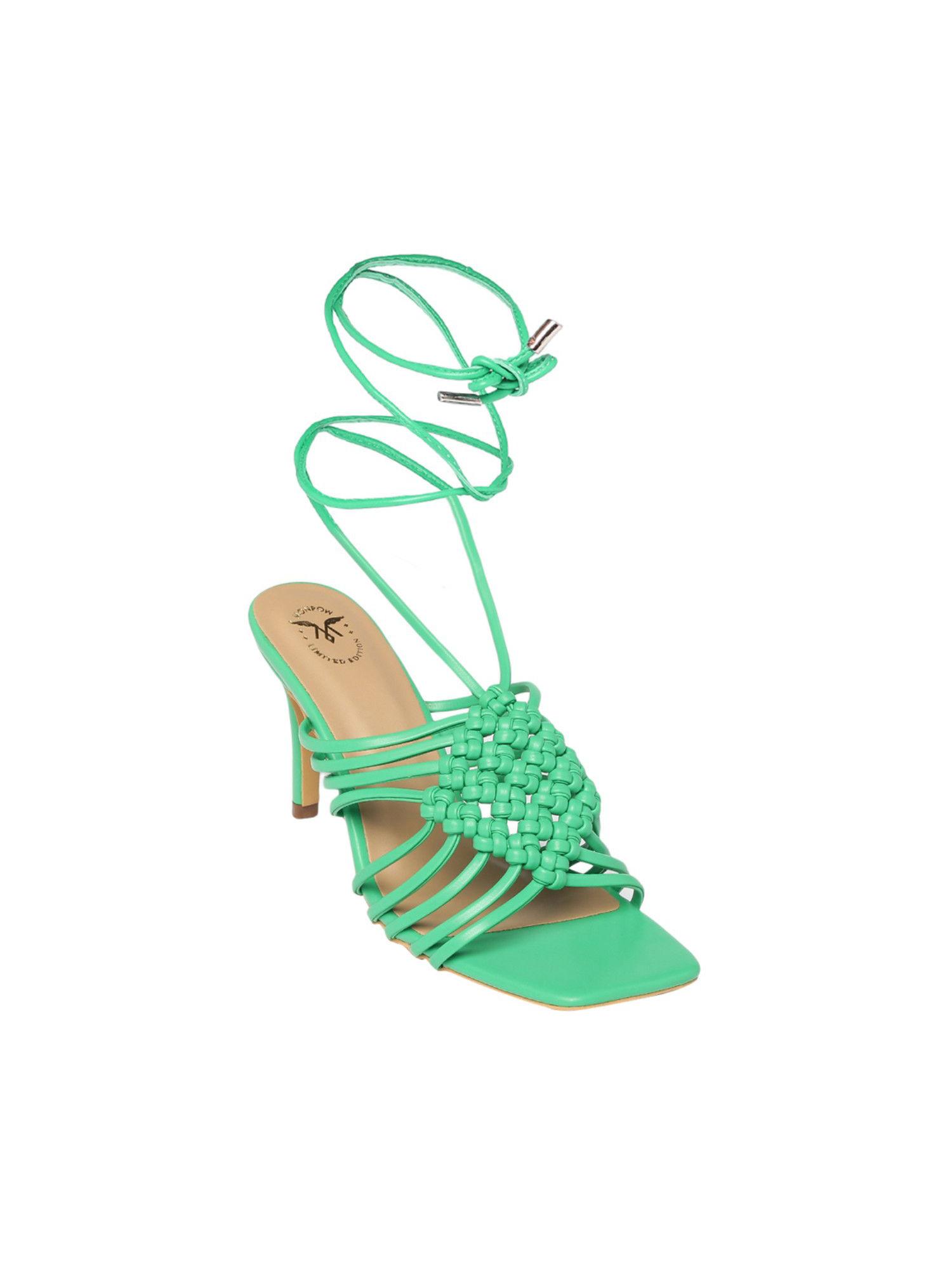 solid or plain green kitten heels