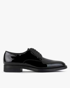 solid pattern lace-up formal shoes