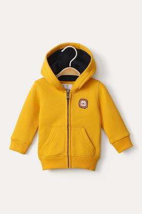 solid poly blend hood infant boys sweatshirts - yellow