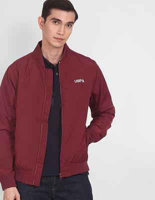 solid polyester bomber jacket