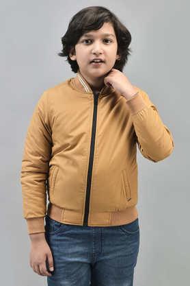 solid polyester boys jacket - yellow