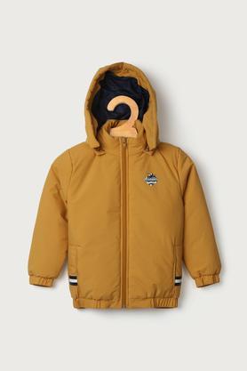 solid polyester hood boys jacket - mango