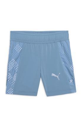 solid polyester regular fit boys shorts - blue