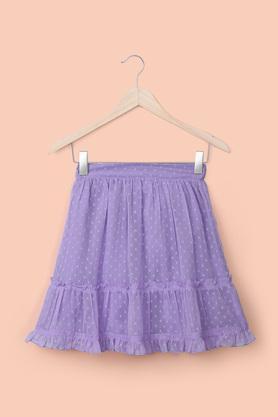 solid polyester regular fit girl's skirts - lavender