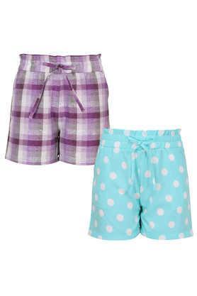 solid polyester regular fit girls shorts - purple