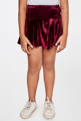 solid polyester regular fit girls skirt - burgundy
