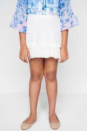 solid polyester regular fit girls skirt - white