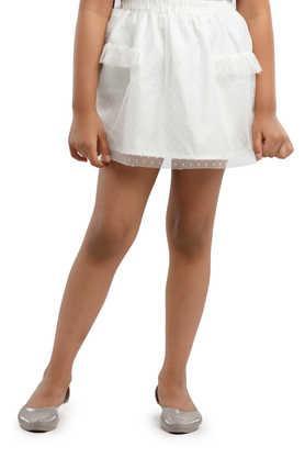 solid polyester regular fit girls skirt - white
