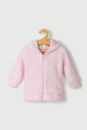 solid polyester regular fit infant girls sweatshirt - pink