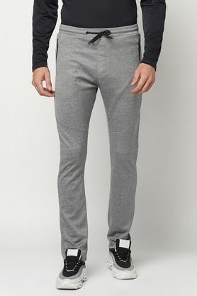 solid polyester regular fit men's joggers - grey