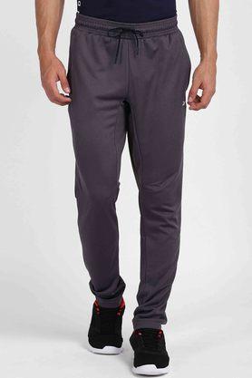 solid polyester regular fit men's sports pants - grey