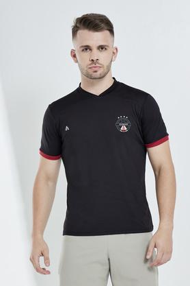 solid polyester regular fit men's t-shirt - black