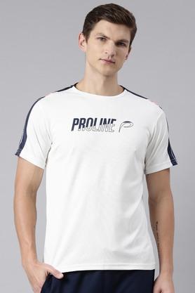 solid polyester regular fit men's t-shirt - white