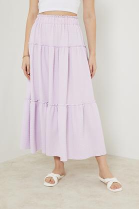 solid polyester regular fit women's casual skirt - lilac