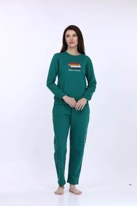 solid polyester regular fit women's joggers - green